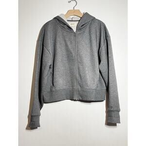 Pact Women's EUC Cozy Gray Organic Cotton Zip Up Hoodie Sweatshirt Size L